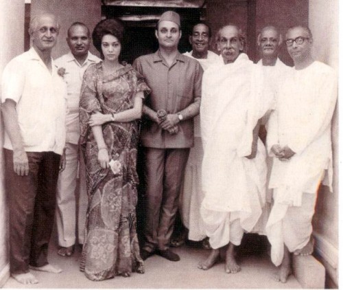 Nolini Kanta Gupta with Dr. Karan Singh, Udar Pinto, Dr. Kireet Joshi, Charupada Bhattacharya, Sisir