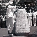 Nolini-Kanta-sealing-the-Urn-at-Auroville-on-28-February-1968.-His-eldest-son-Samir-Kanta-Gupta-is-standing-next-to-him.